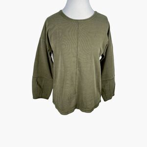 Habitat Clothes to Live In Lagenlook Sweatshirt Green Boxy French Terry Size XS
